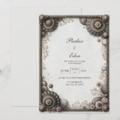 Antike Bronze-Medaillon-Hochzeit Einladung (Vorne/Hinten)