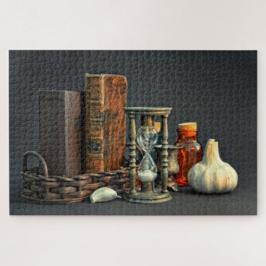 Antike Bücher und Sanduhr Puzzle (Horizontal)