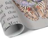 Antike Bücher, Vögel und Schmetterlinge Geschenkpapier (Rolleneckpunkt)