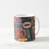 Antike Buchstabenblöcke mit Farbtinte Kaffeetasse (VorderseiteRechts)