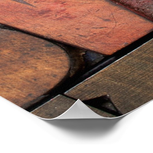 Antike Buchstabenblöcke mit Farbtinte Poster (Ecke)