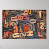 Antike Buchstabenblöcke mit Farbtinte Poster (Vorne)