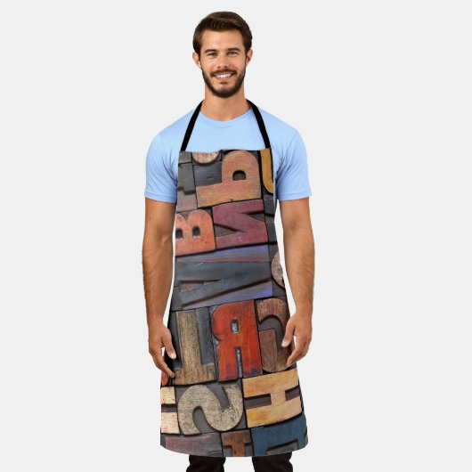 Antike Buchstabenblöcke mit Farbtinte Schürze (Getragen)