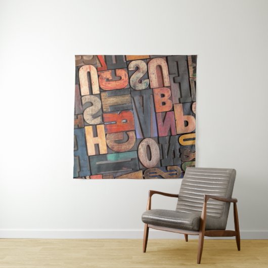 Antike Buchstabenblöcke mit Farbtinte Wandteppich (Beispiel (Horizontal))