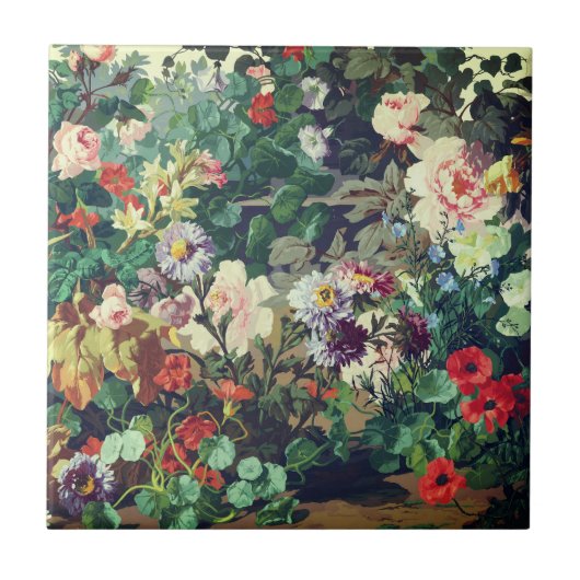 Antike bunte Blumen Blumenmalerei Fliese (Vorderseite)