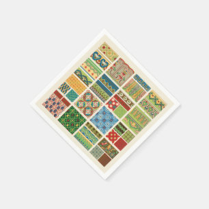 Antike bunte Patchwork-Papier-Serviette Serviette