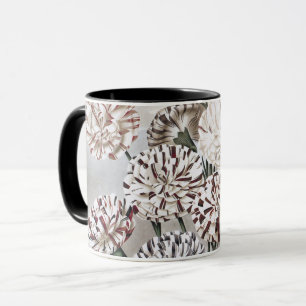 Antike buntgefleckte Nelken mit grauem Himmel Tasse