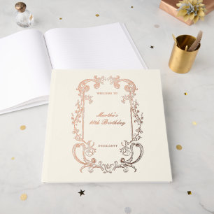 Antike Burgunder Blumenrolle Geburtstag Gästebuch