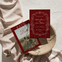 Antike Burgunder-Tiefrote Foto-Alte-Geld-Hochzeit