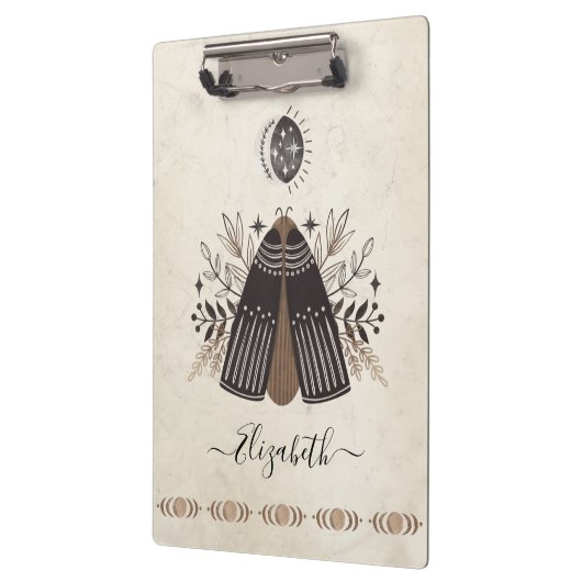 Antike Butterfly Moth Illustration Klemmbrett (Links)