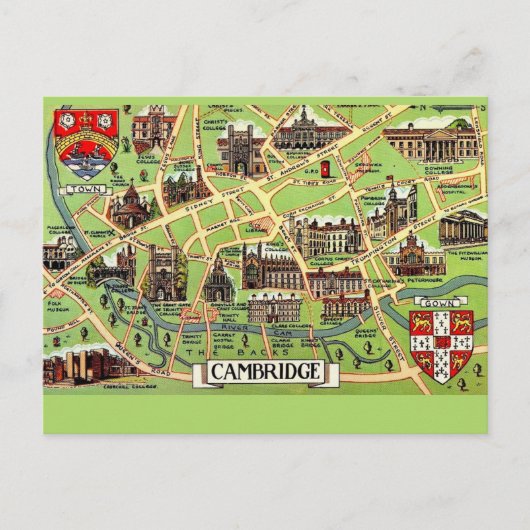 Antike Cambridge-Postkartengrafik Postkarte (Vorderseite)