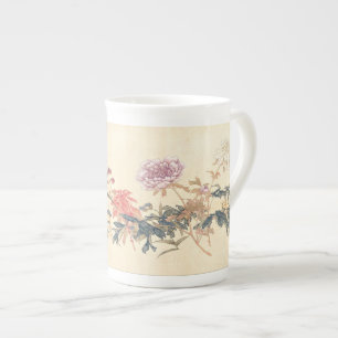 Antike chinesische Blumengemälde von Ju Lian Repro Porzellantasse