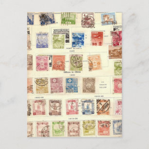 Antike chinesische Briefmarken Postkarte