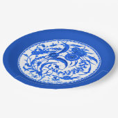 Antike chinesische Jakobsblume - Kobalt Blau Pappteller (Schrägansicht)