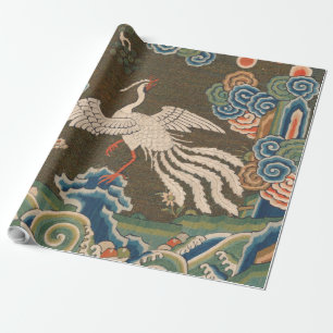 Antike chinesische weiße Vogel-Seidenstickerei-Dru Geschenkpapier