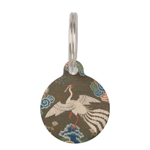 Antike chinesische weiße Vogel-Seidenstickerei-Dru Haustiermarke