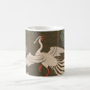 Antike chinesische weiße Vogel-Seidenstickerei-Dru Kaffeetasse