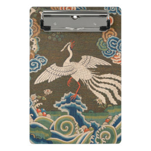 Antike chinesische weiße Vogel-Seidenstickerei-Dru Mini Klemmbrett