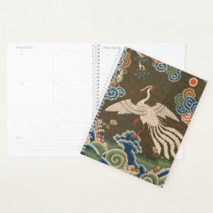 Antike chinesische weiße Vogel-Seidenstickerei-Dru Planer
