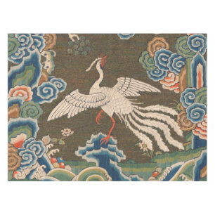 Antike chinesische weiße Vogel-Seidenstickerei-Dru Tischdecke