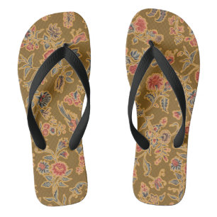 Antike Chinoiserie-Blumenbrokat 18. Jahrhundert  Badesandalen
