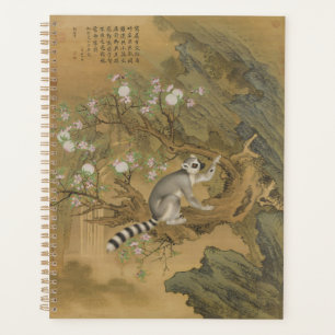 Antike Chinoiserie Lemur und Pfirsichblüte Planer