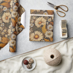 Antike Chrysanthemen und Gänseblümchen Geschenkpap Geschenkpapier