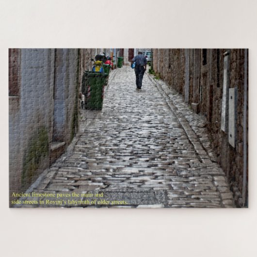 Antike Cobblestone Straße Rovinj Grosses Kroatien Puzzle (Horizontal)