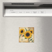 Antike Collage von Sonnenblumen und Fernen Magnet (In Situ (Geschirrspüler))
