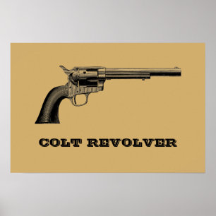 Antike Colt Revolver Pistole Illustration Vorlage Poster