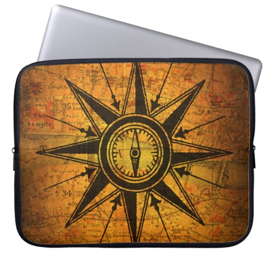 Antike Compass-Rose Laptopschutzhülle (Vorderseite)