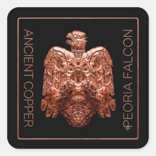 Antike Copper Peoria Falcon Restaurierte Karte Quadratischer Aufkleber
