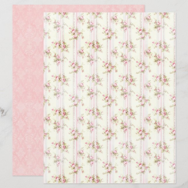 Antike Coquette Rose Blumen Scrapbook Papier (Vorne/Hinten)
