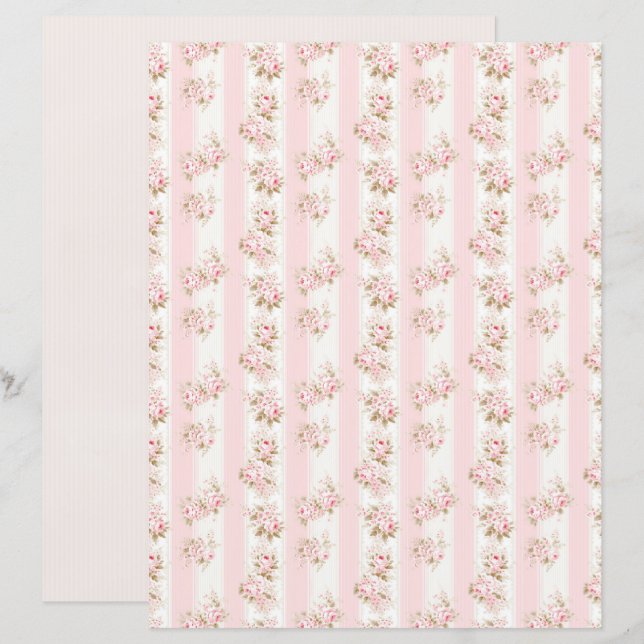 Antike Coquette Rose Florale Scrapbook Papier (Vorne/Hinten)