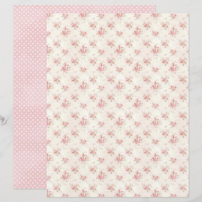 Antike Coquette Rose Florale Scrapbook Papier (Vorne/Hinten)
