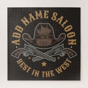 Antike Cowboy-Waffen ADD NAME Old Wild West Saloon Puzzle