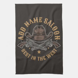 Antike Cowboy-Waffen NAME HINZUFÜGEN Alter Wilder  Geschirrtuch