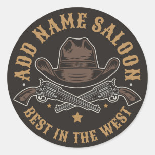 Antike Cowboy-Waffen NAME HINZUFÜGEN Old Wild West Runder Aufkleber