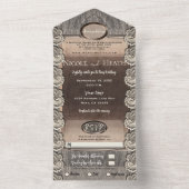 Antike Creme Lace Gray Wood & Copper Hochzeit All In One Einladung (Innen Boden)
