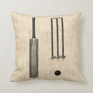 Antike Cricket Becken Vintage Illustrierte Kunst Kissen