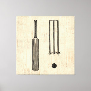 Antike Cricket Becken Vintage Illustrierte Kunst Leinwanddruck
