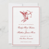 Antike Cupid Elegante Romantische Rote Hochzeit Save The Date (Vorderseite)
