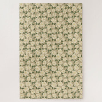 Antike Daisy-Blumen in Salbeigrün und Creme Puzzle