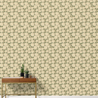 Antike Daisy-Blumen in Salbeigrün und Creme Tapete