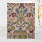 Antike Damaske Fabric groß Karte (Gelbe Blume)