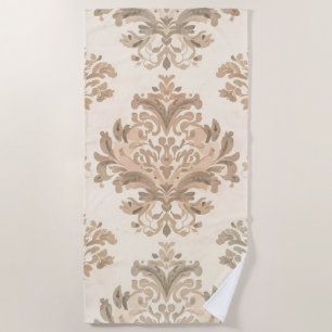 Antike Damast Elegante Beige Französische Farmhaus Strandtuch
