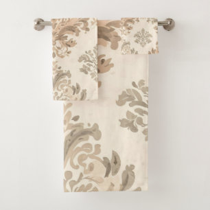 Antike Damast Elegante Beige Französische Farmhous Badhandtuch Set