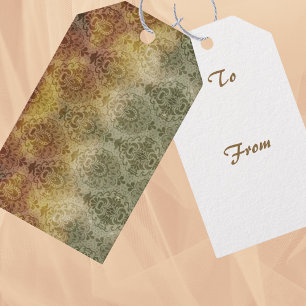 Antike Damast-Occasion Vintage  Geschenkanhänger