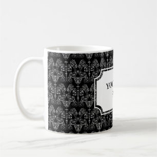 Antike Damast Tapete - weiß + Ihr Hintergrund Kaffeetasse