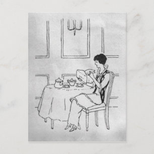 Antike Dame beim Tee Postkarte